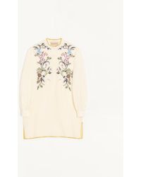 Valentino - Short Embroidered Linen Dress - Lyst