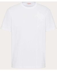 Valentino - T-shirt in cotone mercerizzato con ricamo fiore - Lyst