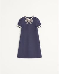 Valentino - Embroidered Crepe Couture Short Dress 36 - Lyst
