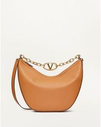 Valentino Garavani - Bolso Hobo Mediano Vlogo Moon De Cuero Graneado De Becerro Con Cadena Mujer - Lyst
