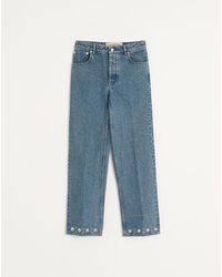 Valentino - Denim Trousers With Cabochons - Lyst