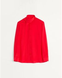 Valentino - Camisa De Crepé De China Con Chal En El Cuello Hombre - Lyst