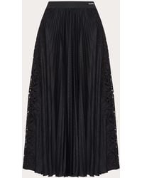 Valentino Pleated Lace Detailed Skirt - Black