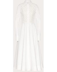 Valentino - Embroidered Compact Popeline Shirt Dress - Lyst