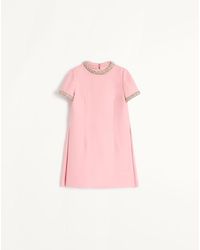 Valentino - Vestido De Crepe Couture Corto Y Bordado Mujer - Lyst