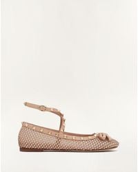 【VALENTINO】 ロックスタッズ クリスタル メッシュ バレリーナ ロックスタッズ クリスタル メッシュ バレリーナ for ウィメンズ