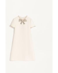 Valentino - Embroidered Crepe Couture Short Dress 36 - Lyst