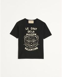 Valentino - Camiseta De Algodón Con Estampado Chat De La Maison Hombre - Lyst