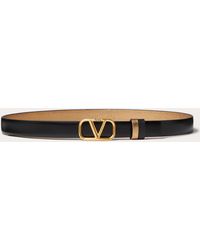 Valentino Garavani - Vlogo Signature Reversible Belt In Shiny And Metallic Calfskin 20mm - Lyst