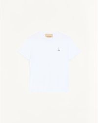 Valentino - Cotton T-Shirt With Vlogo Embroidery - Lyst