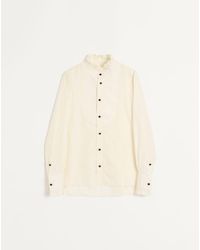 Valentino - Cotton Poplin Shirt With Plastron And Ruffles 40 - Lyst
