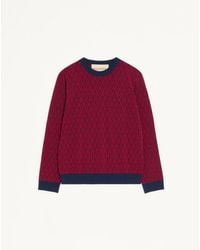 Valentino - Crewneck Wool Jumper With Toute La V Jacquard Pattern - Lyst