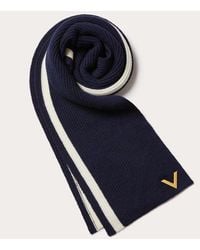 Valentino Garavani - Wool Scarf With Metal V Appliqué - Lyst