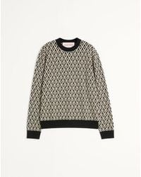 Valentino - トゥッタラ V ジャカードパターン クルーネック ウール セーター おとこ ブラック/クリーム - Lyst