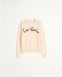 Valentino - Wool Crewneck Jumper With Chez Embroidery - Lyst