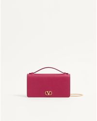 Valentino Garavani - Vlogo Signature Grainy Calfskin Wallet With Chain - Lyst