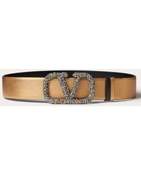 Valentino Garavani - Vlogo Signature Reversible Belt In Metallic Shiny Calfskin 40 Mm - Lyst