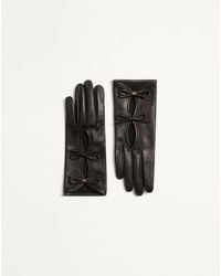 Valentino Garavani - Vロゴ シグネチャー ボウ ナッパレザー グローブ 女性 ブラック - Lyst