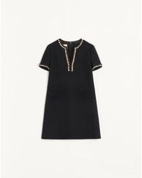 Valentino - Embroidered Canestrello Tweed Short Dress - Lyst
