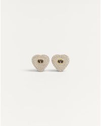 Valentino Garavani - Coeur Royal Metal, Enamel And Swarovski Crystal Earrings - Lyst