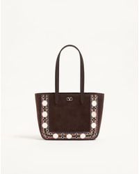 Valentino Garavani - Nellcôte Mini Suede Shopping Bag With Embroidered Trim - Lyst