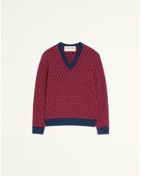 Valentino - Wool Jumper With Toute La V Jacquard Pattern - Lyst