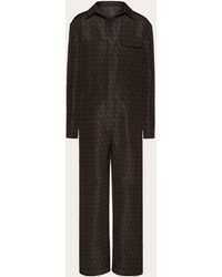 Valentino - Silk Faille Jumpsuit With All-over Toile Iconographe Print - Lyst