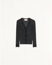 Valentino - Lurex Knitted Cardigan With Lace - Lyst