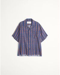 Valentino - Linen Bowling Shirt With Voyage Imaginaire Print - Lyst