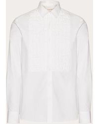 Valentino - Cotton Poplin Shirt With Embroidered Plastron - Lyst