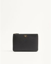 Valentino Garavani - Vlogo Signature Grainy Calfskin Clutch Bag - Lyst