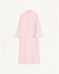 Valentino - Crepe Couture Dress With Feathers - Lyst