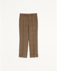 Valentino - Wool Trousers With Glen Plaid Pattern And Turn-Ups - Lyst