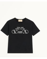 Valentino - Cotton Jersey T-Shirt With You Can Come To My Villa Print - Lyst