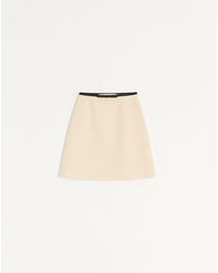 Valentino - プレーン ウールツイード スカート 女性 アーモンド/ブラック - Lyst
