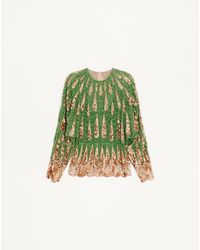 Valentino - Embroidered Chiffon Top 40 - Lyst