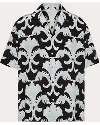 Valentino - Silk Bowling Shirt With Metamorphos Wall Print - Lyst