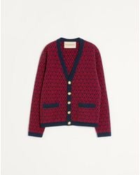 Valentino - トゥッタラ V パターン ウール カーディガン おとこ ネイビー/レッド 3xl - Lyst
