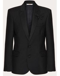 Valentino - Single-breasted Mohair Wool Jacket With Embroidered Butterfly - Lyst