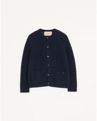 Valentino - Wool And Cashmere Cardigan With Metallic V Detail - Lyst