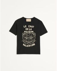 Valentino - Cotton T-Shirt With Le Chat De La Maison Print - Lyst