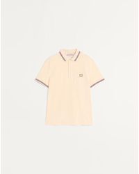 Valentino - Cotton Piqué Polo Shirt With Vlogo Patch - Lyst
