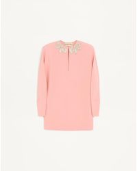 Valentino - Embroidered Cady Couture Short Dress 42 - Lyst