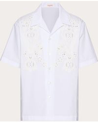 Valentino - Bowling Shirt In Cotton Poplin With Pomegranate Embroidery - Lyst