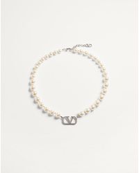 Valentino Garavani - Vlogo Signature Necklace With Pearls And Swarovski Crystals - Lyst