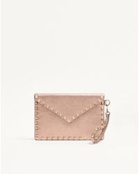 Valentino Garavani - Rockstud Laminated Grainy Calfskin Clutch Bag - Lyst