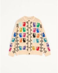 Valentino - Wool Cardigan With Le Chat De La Maison Jacquard Pattern - Lyst