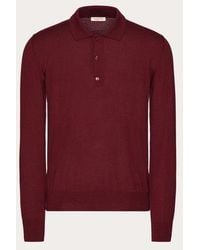 Valentino - Long-sleeve Cashmere And Silk Polo Shirt With Vlogo Signature Embroidery - Lyst