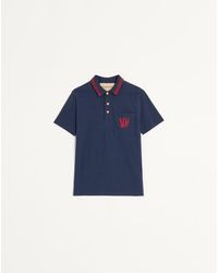 Valentino - Vgエンブロイダリー コットンピケ ポロシャツ おとこ ブルー 3xl - Lyst