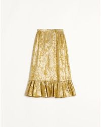 Valentino - Skirt In Apres L'hiver Silk Lurex Foglioline - Lyst